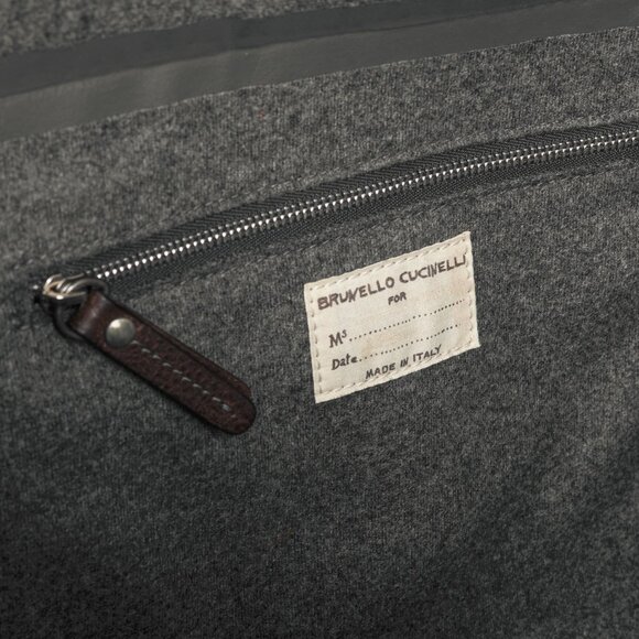 Brunello Cucinelli Grey Wool-Felt Leather-Trim Tote - Picture 10 of 10